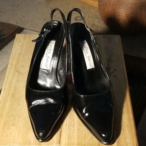Charles David black leather slingback pumps.